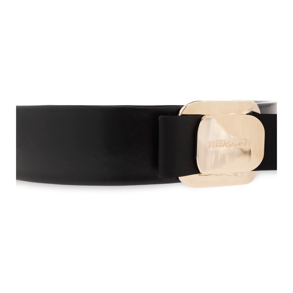 Salvatore Ferragamo Leren hoofdband Black Dames