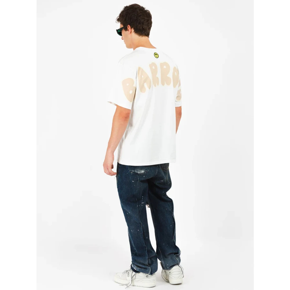 Barrow Witte Crew Neck T-shirt Bubble Writing White Heren