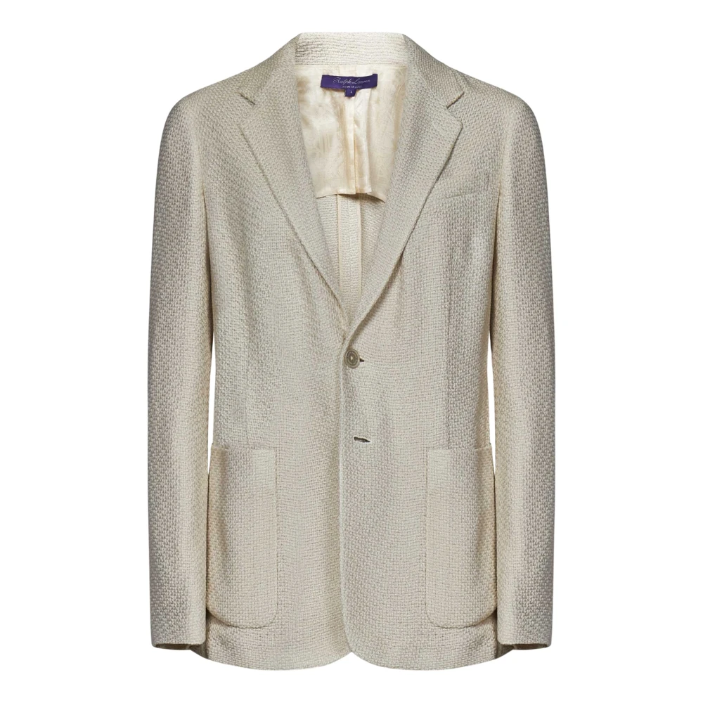 Ralph Lauren Ivory Silk Blend Tweed Blazer Beige Dames