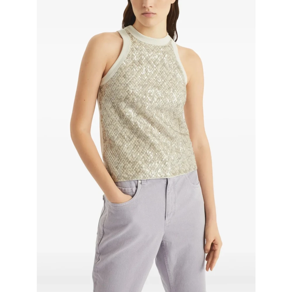BRUNELLO CUCINELLI Luxe Crew Neck Tank Top Yellow Dames