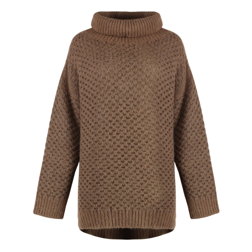 Malo Zachte Alpaca Blend Trui Brown Dames