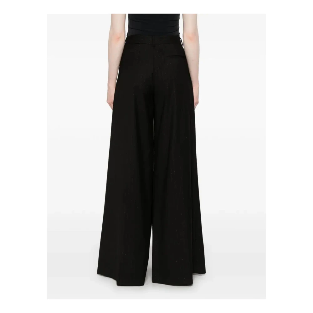 Andamane Zwarte Gestreepte Wijde Pijp Broek Black Dames