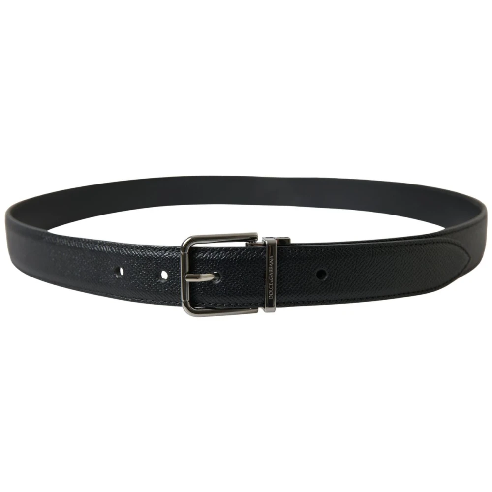 Dolce & Gabbana Elegante Zwarte Leren Riem Black Heren
