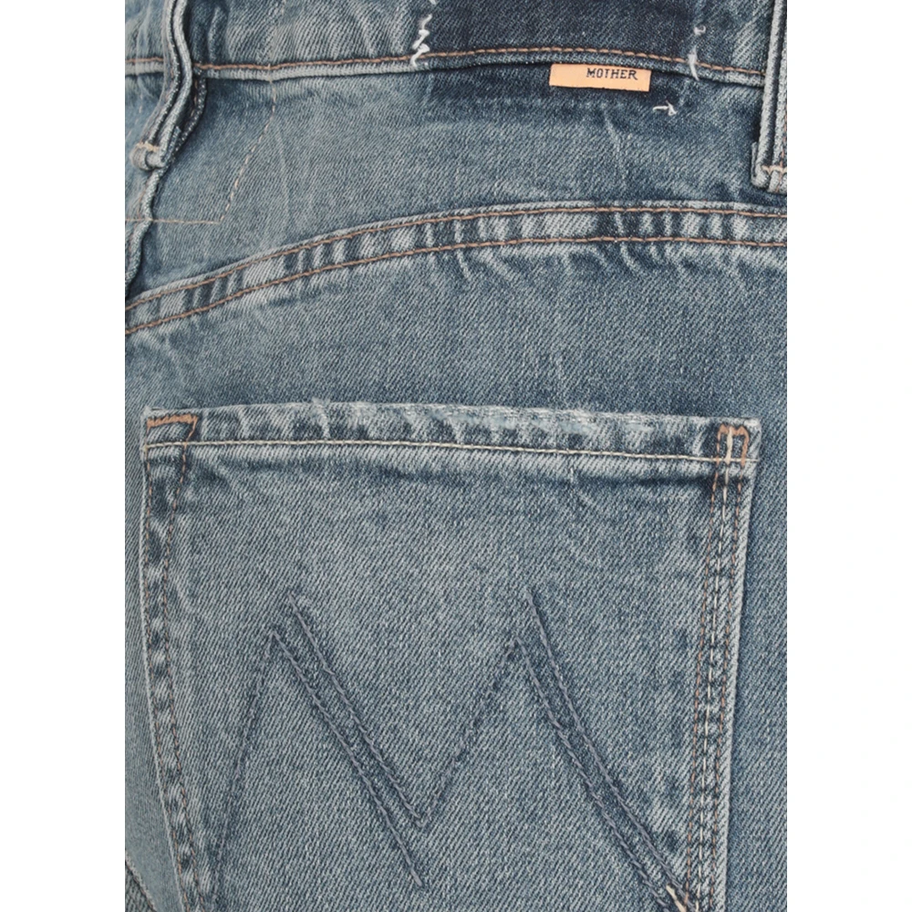Mother Blauwe Katoenen Jeans met Riemlussen Blue Dames