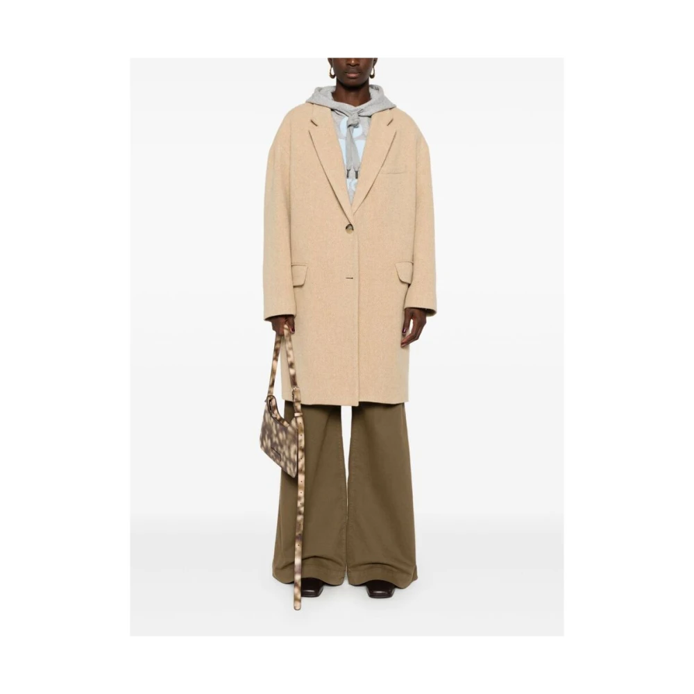 Isabel Marant Étoile Beige Wolmix Herringbone Jas Brown Dames