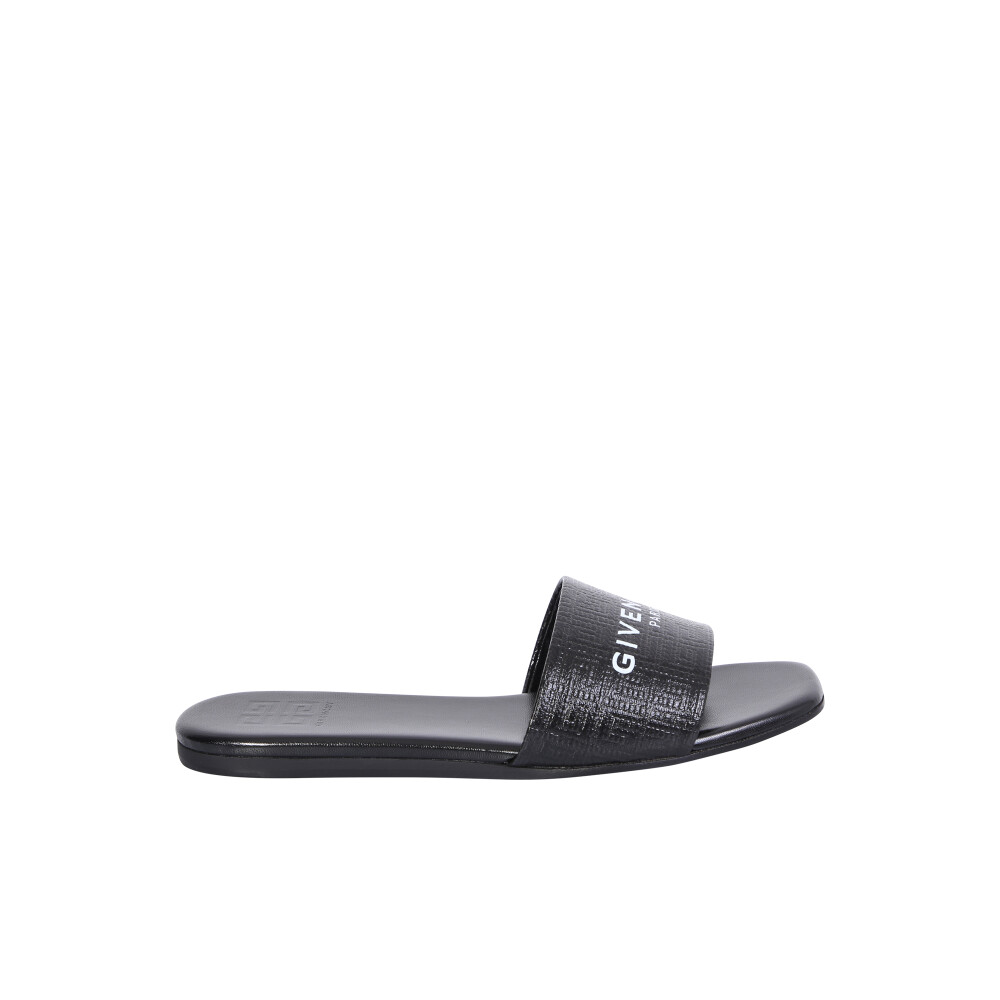 Black Canvas Mules with Embossed Logo Givenchy Flip Flops