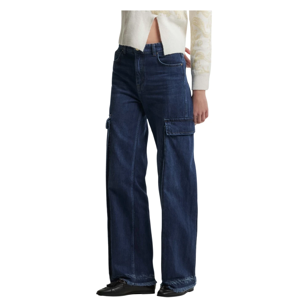 Kocca Stone-washed wijde broek met grote zakken Blue Dames