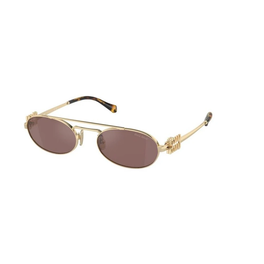 Miu Miu Women's Gold/Brown Mu 54Zs Zvn70d Woman Sunglasses Metal Round Normal Mirror - Image 6