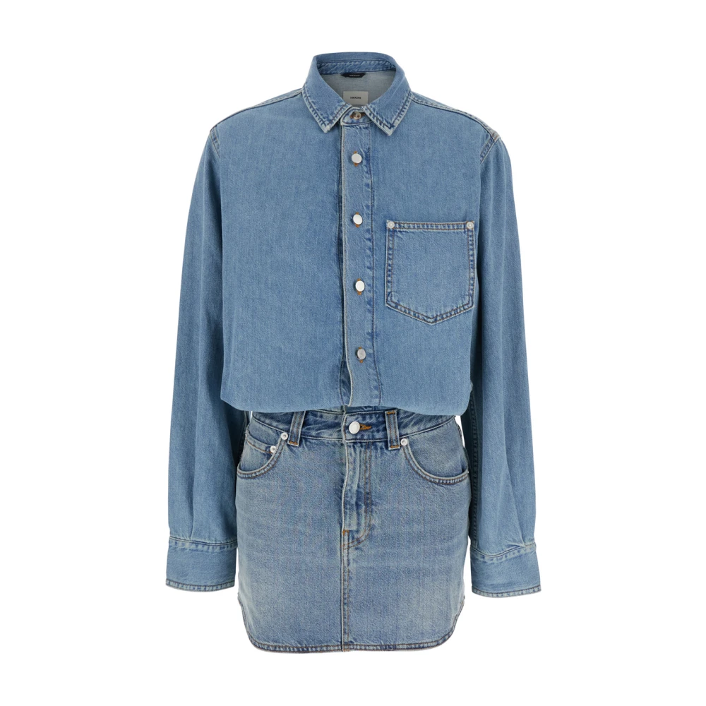 Haikure Blauwe Katoenen Jurk met Drop Schouders Blue Dames