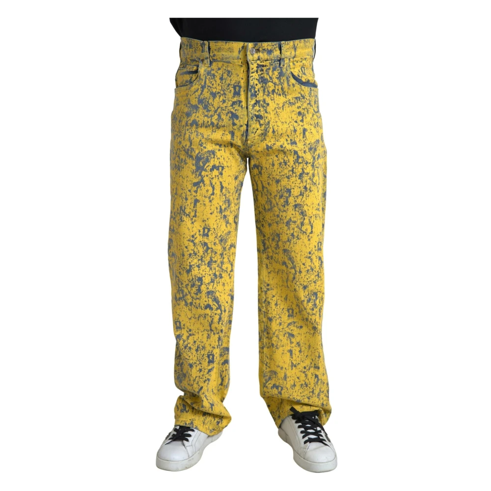 Dolce & Gabbana Designer Straight Denim Jeans in Geel Yellow Heren