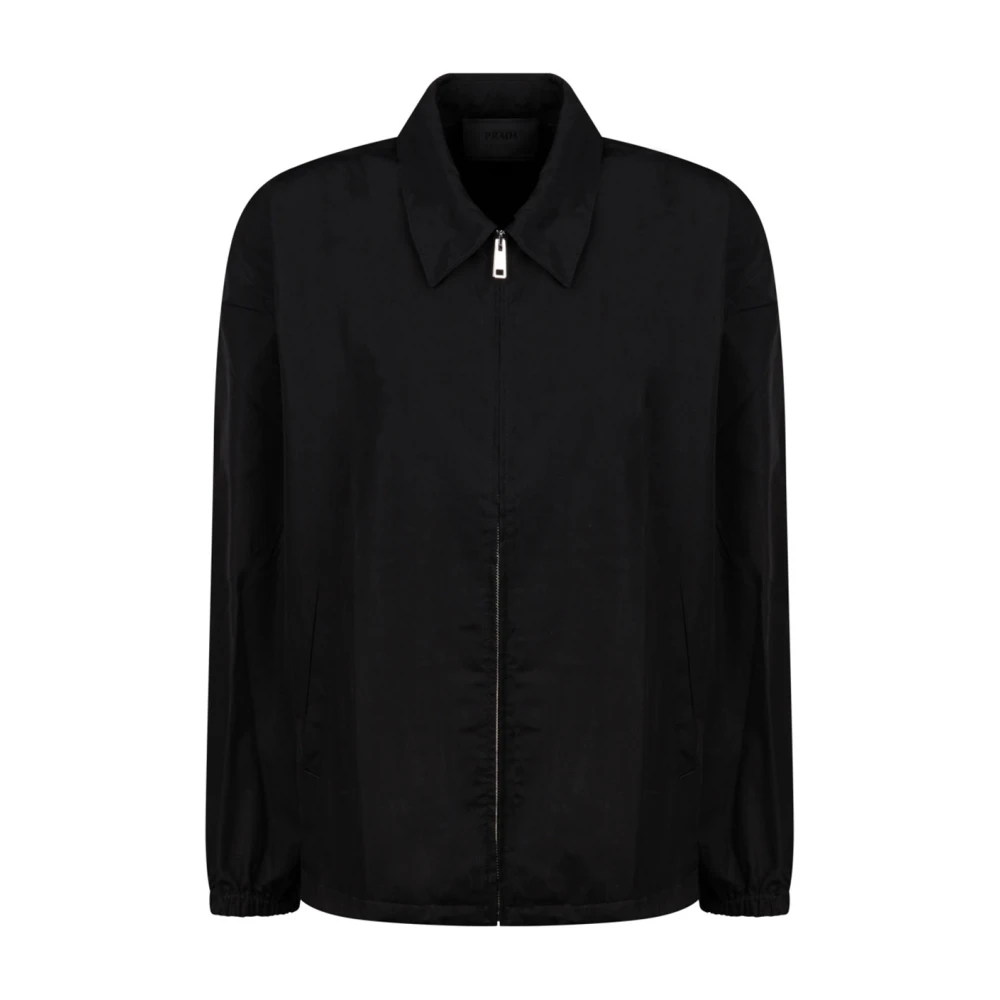 Prada Men's Black Shirt Jacket Poplin Texture - Light Jackets - S - Jackets