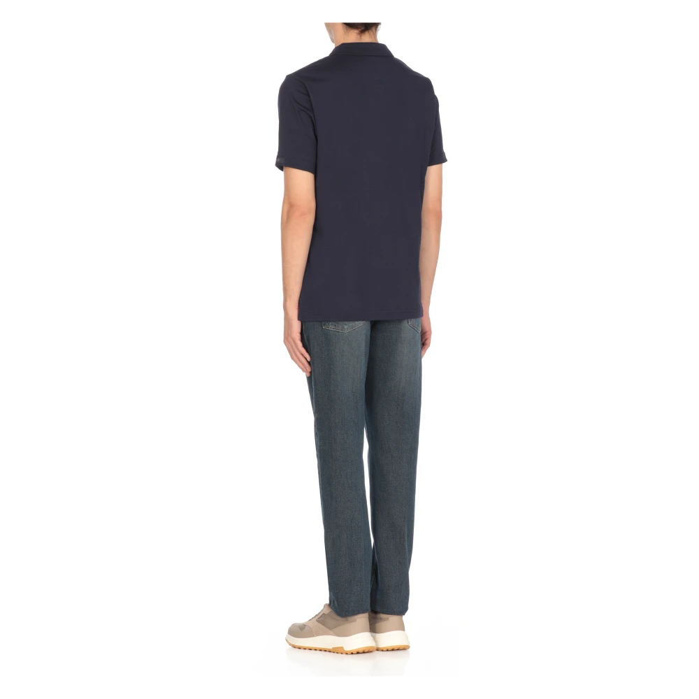 Fay Blauw Poloshirt met Kraag en Korte Mouwen Blue Heren