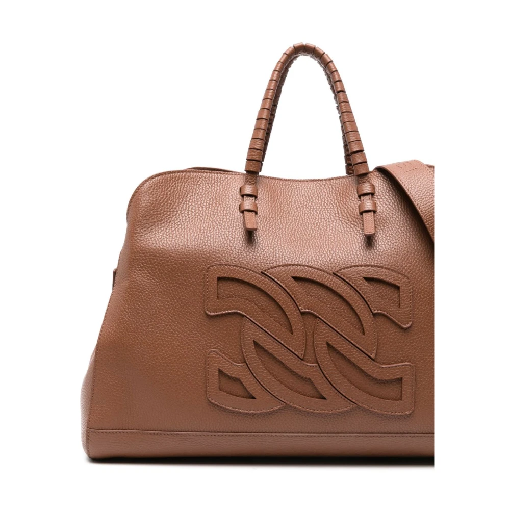 Casadei Bruin Leren Handtas Kreeftklauw Sluiting Brown Dames