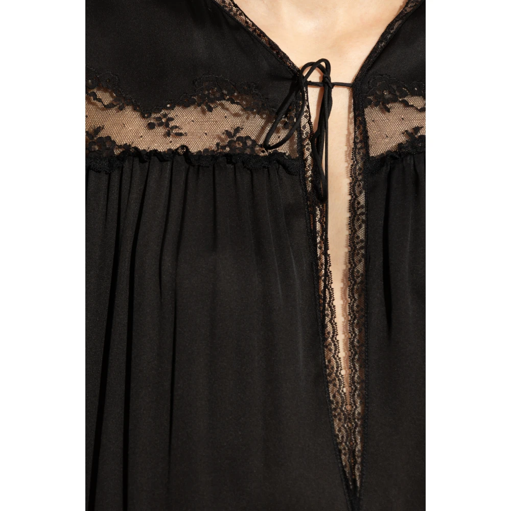 Saint Laurent Zijden Jumpsuit met Kant Black Dames