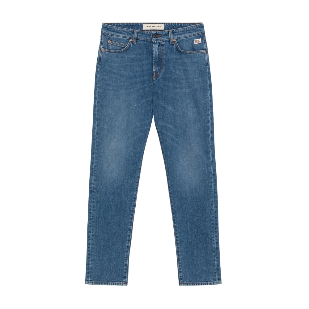 Roy Roger's Blue Dark Wash Slim Fit Jeans With Contrast Stitching - Male - Straight Fit Jeans - W31 - Jeans