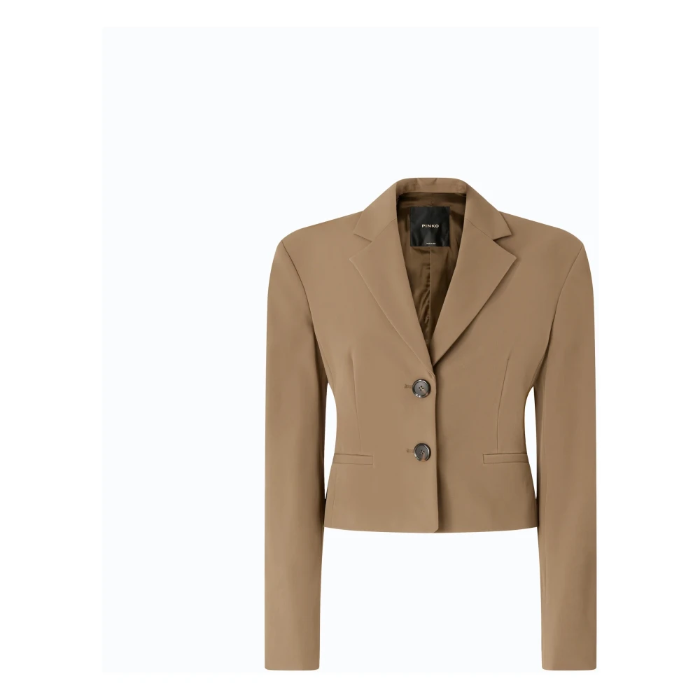 Pinko , Blazers, Female, Beige, L, Slim-Fit Cropped Blazer