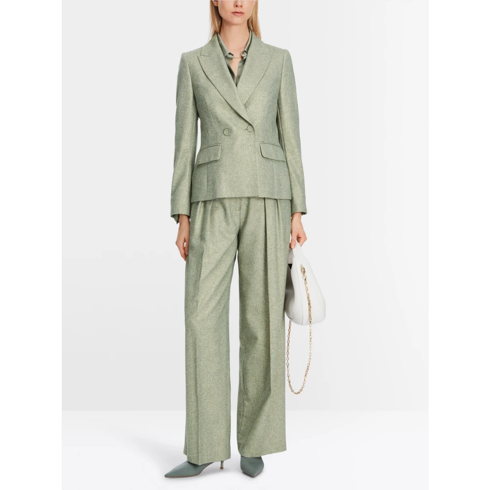 Marc Cain Groene Herringbone Blazer met Gouden Lurexdraad Green Dames