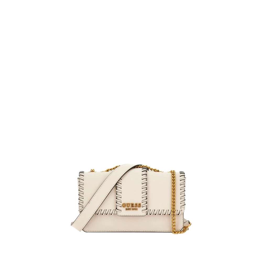 Guess Beige Schoudertas met Ketting en Meerdere Compartimenten Beige Dames
