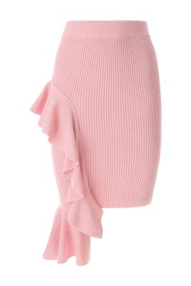 Rosa Högmidjade Ruffle Kjol
