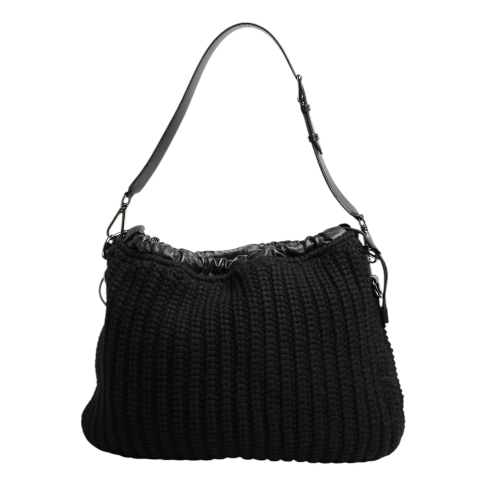 Dolce & Gabbana Black Cashmere Leather Shoulder Women Bag - Female - Shoulder Bags - Black - One Size - Bags