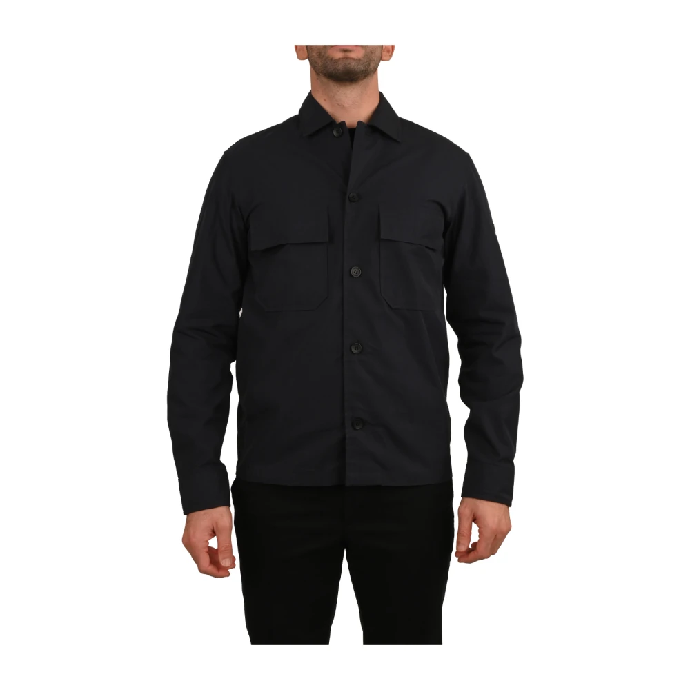Calvin Klein Katoenen Twill Overhemd met Borstzakken Black Heren