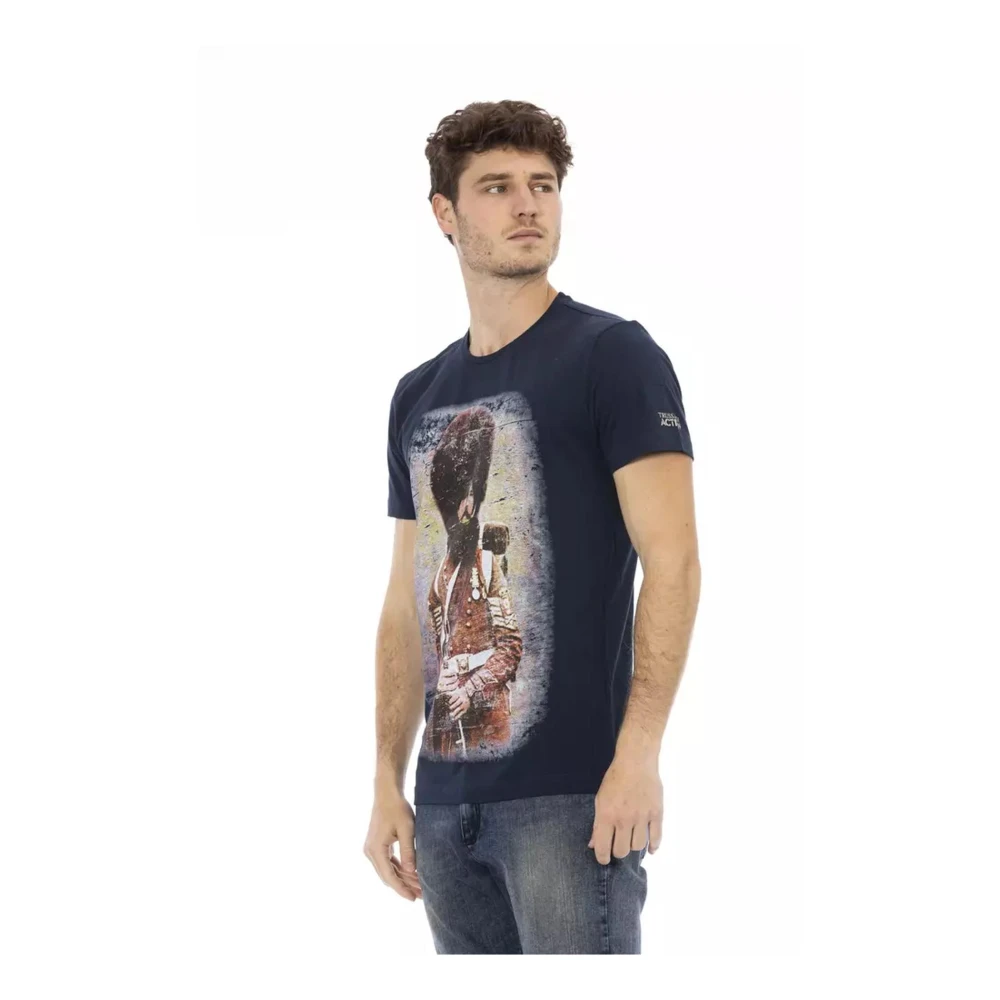 Trussardi , T-Shirts, Male, Blue, 2XL, Mens Blue Cotton T-Shirt With Front Print - Image 3