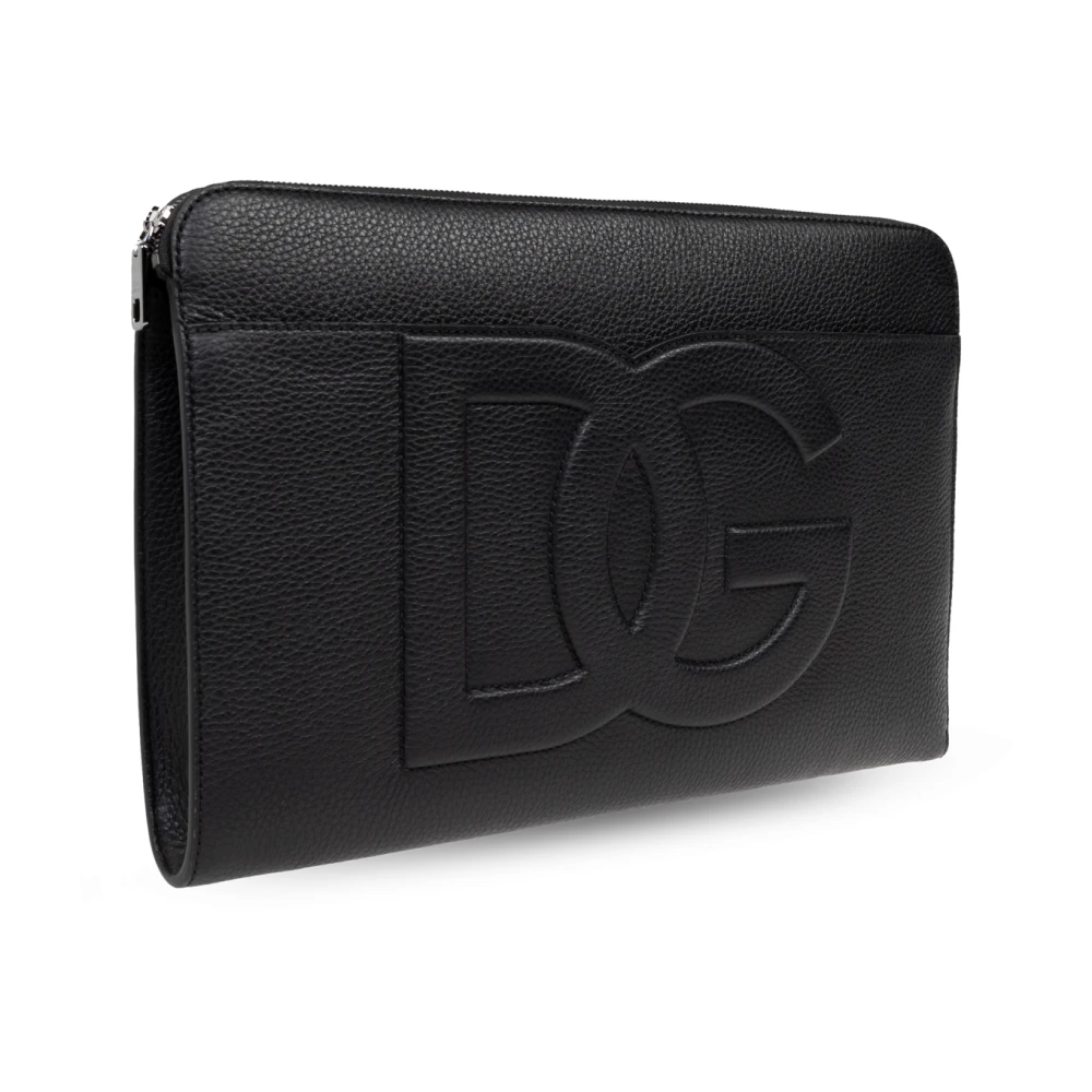 Dolce & Gabbana Aktetas met logo Black Heren