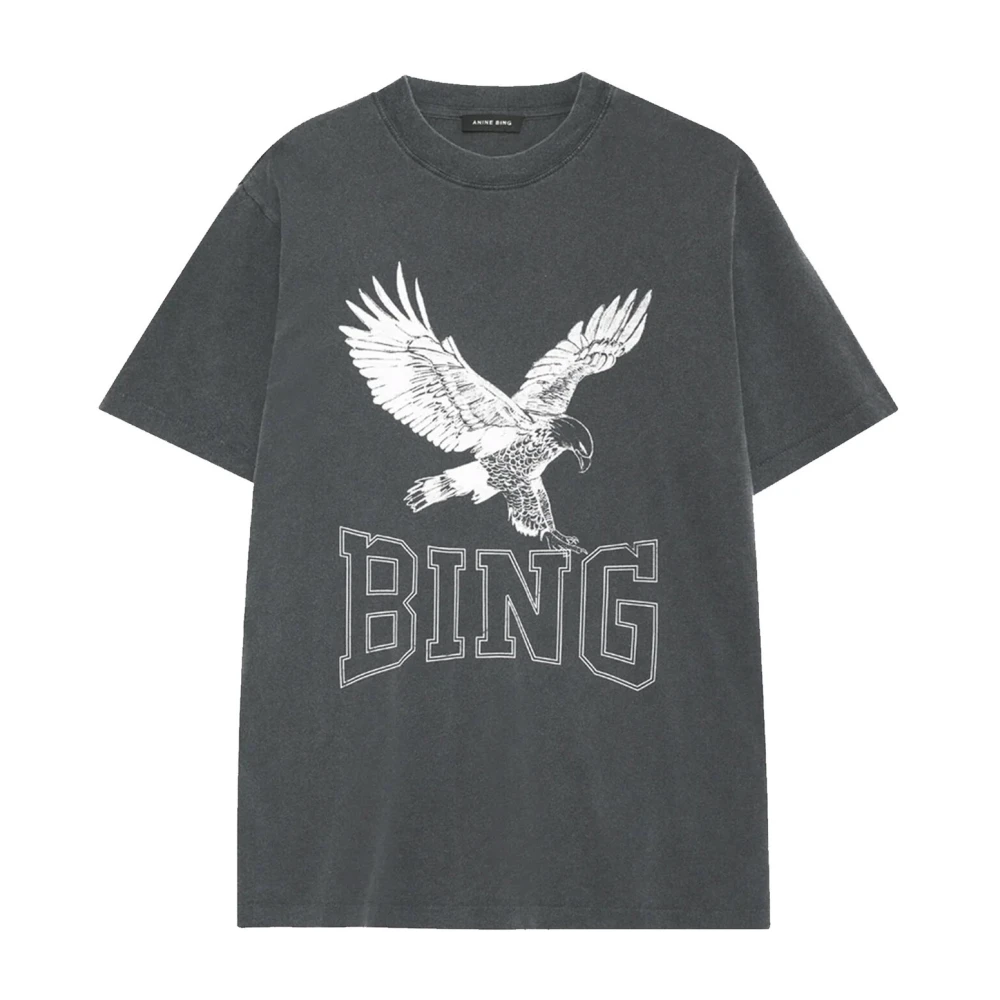Anine Bing Cool Print T-Shirt Zwart Gewassen Gray Dames
