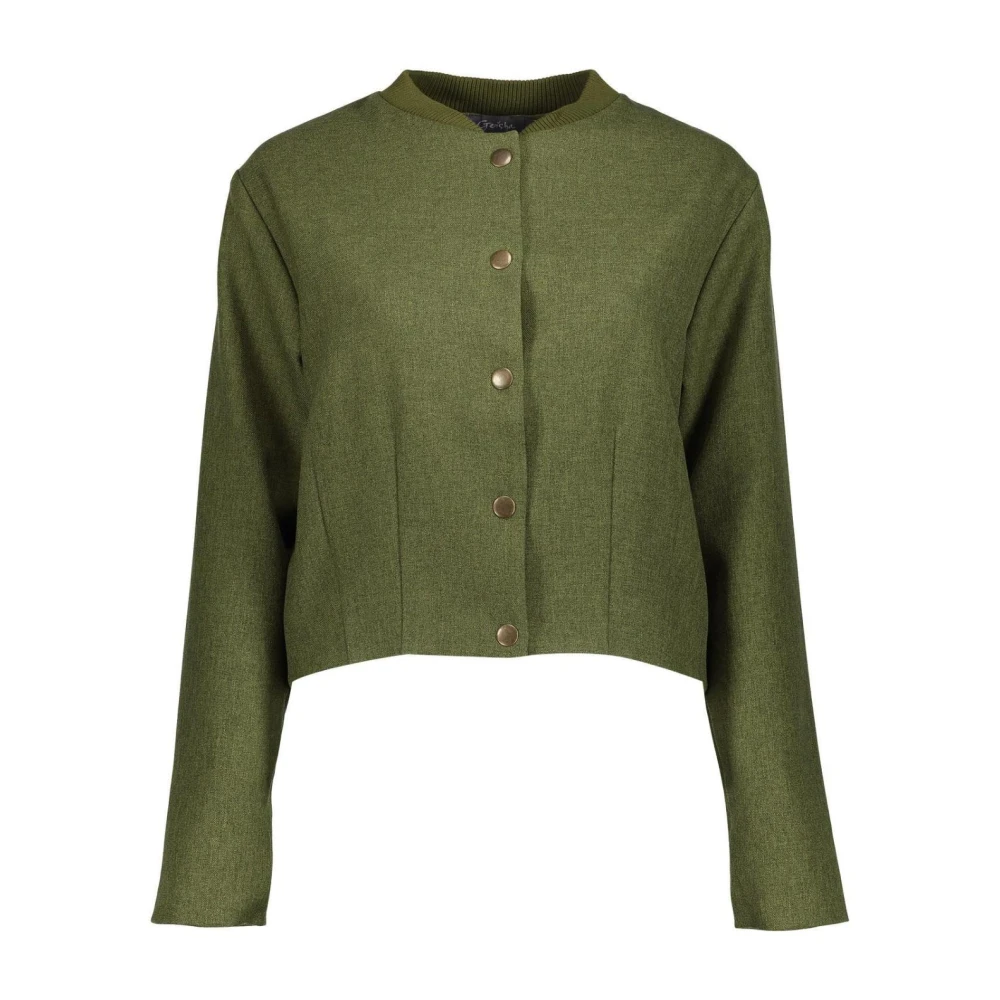 Geisha Bomber kraagjas in groen Green Dames
