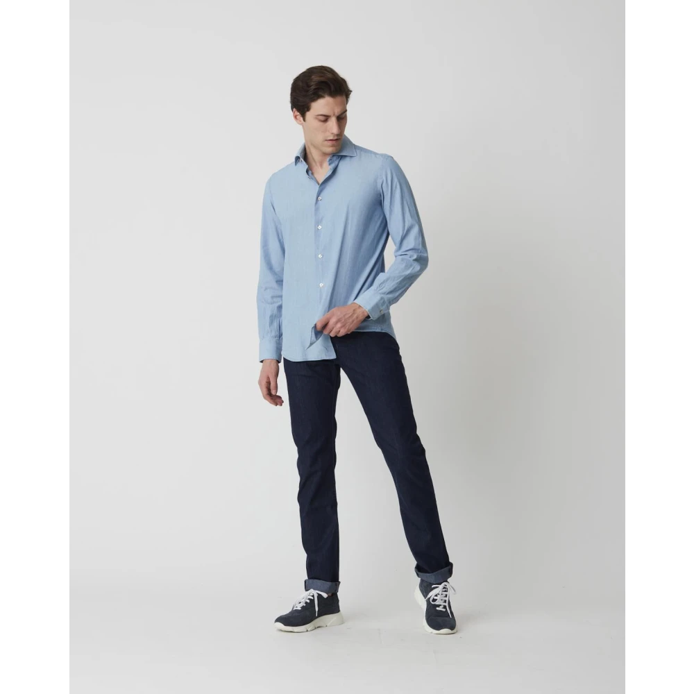 Mazzarelli Casual Shirts Blue Heren
