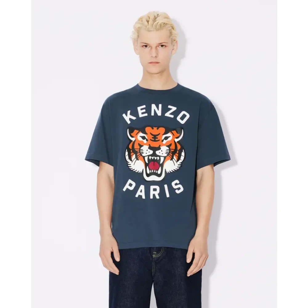 Kenzo Lucky Tiger Oversize T-shirt Blue Heren