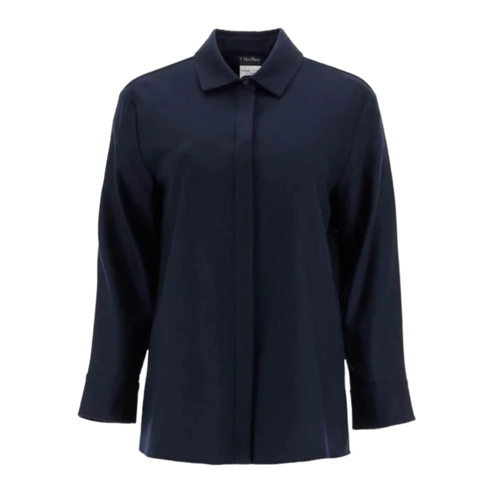 Max Mara Blauwe Cara Shirt in Wolflanel Blue Dames