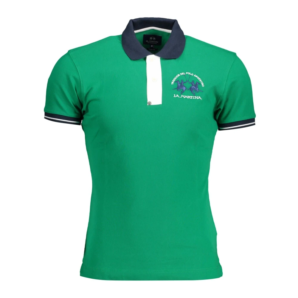 La Martina Men's Green Slim Fit Polo Shirt With Contrasting Details