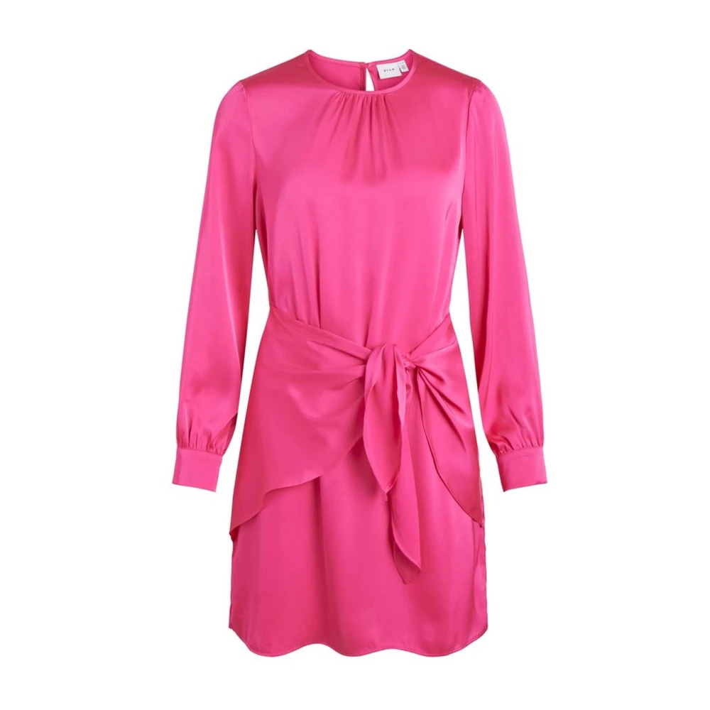 Vila Vår/Sommar Kort Polyester Klänning Pink, Dam