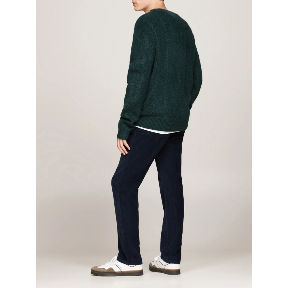 Tommy Jeans Groene trui met slanke kabelbrei Green Heren
