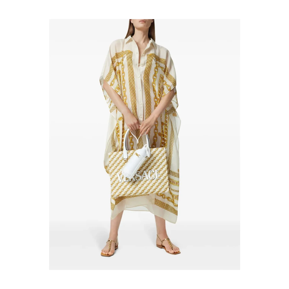 Versace Witte Schatdruk Mouwloze Jurk White Dames