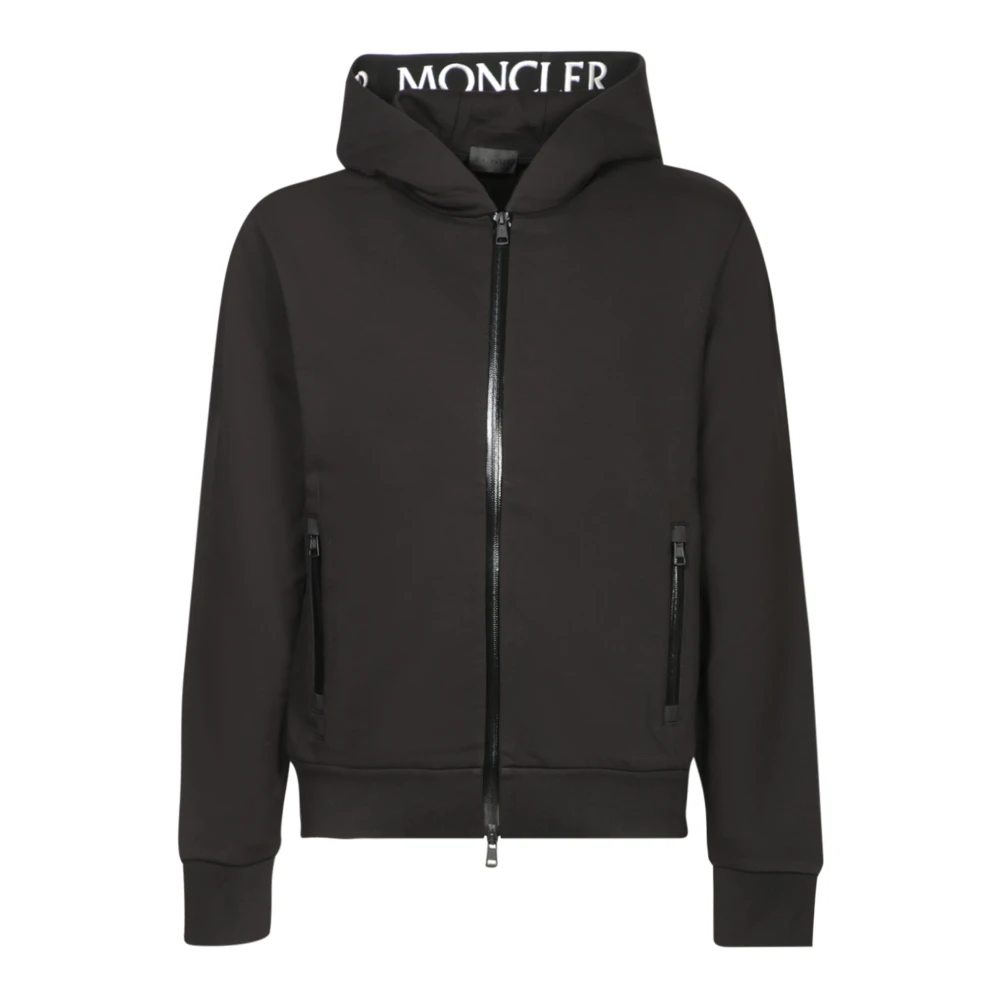 Moncler Zwarte Hoodie met Ritszakken Black Heren