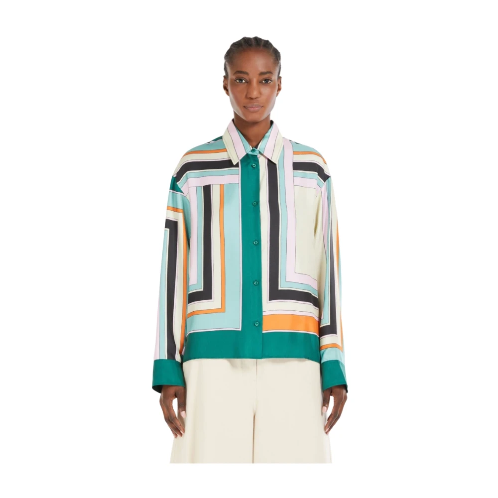 Max Mara Geometrische Zijden Shirt Formia Multicolor Dames