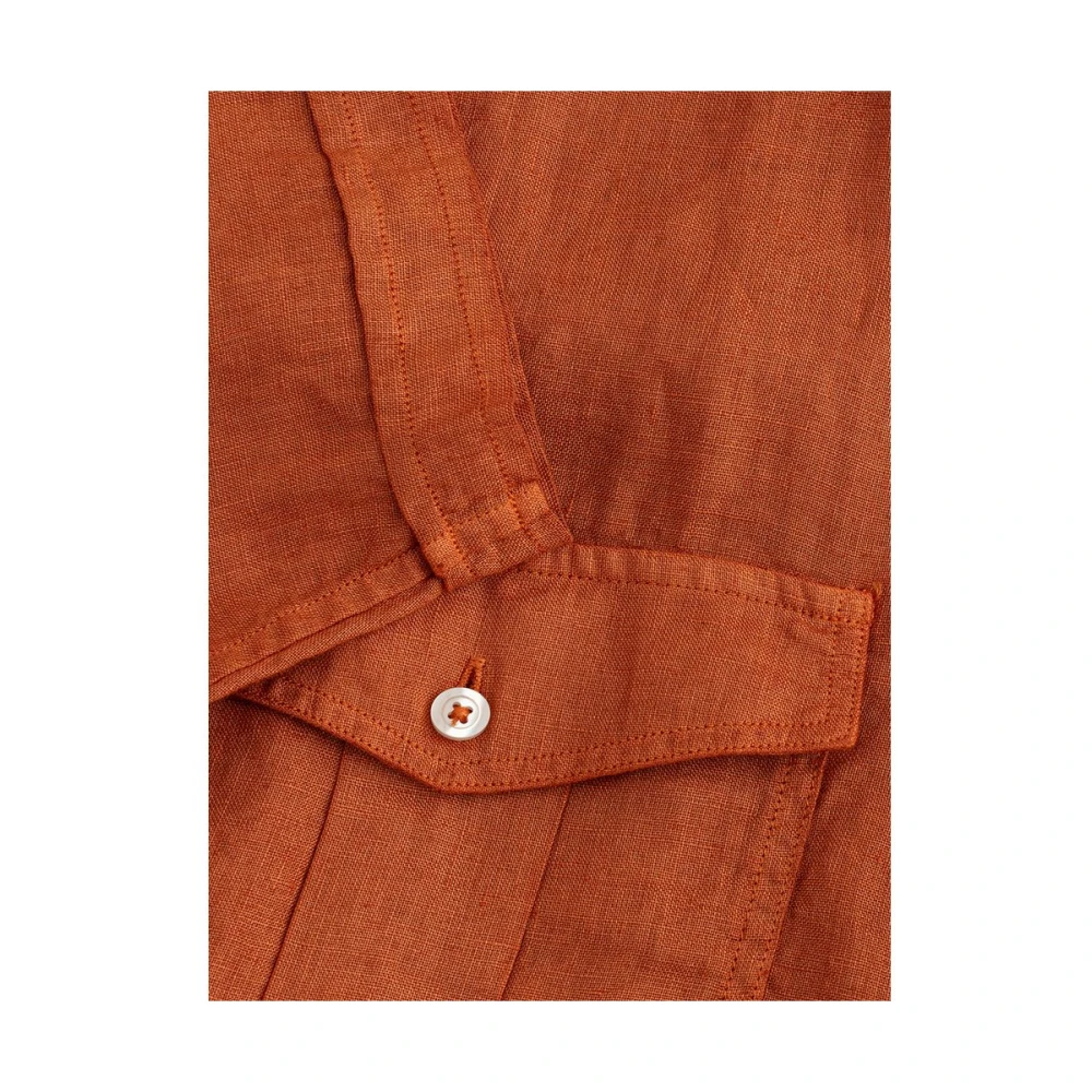 Gran Sasso Elegant Bruin Linnen Overhemd Brown Heren