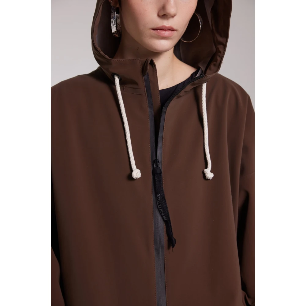 Stutterheim Mat Lang Regenjas met Aqua Guard Rits Brown Dames