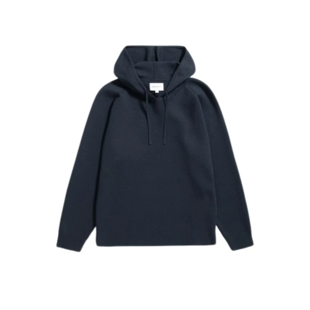 Norse Projects Merino Wol Hoodie in Milano Steek Blue Heren