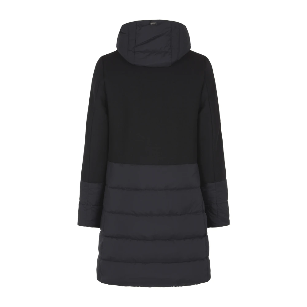 Herno Zwarte Diagonale Wollen Parka Eco-Age Black Dames