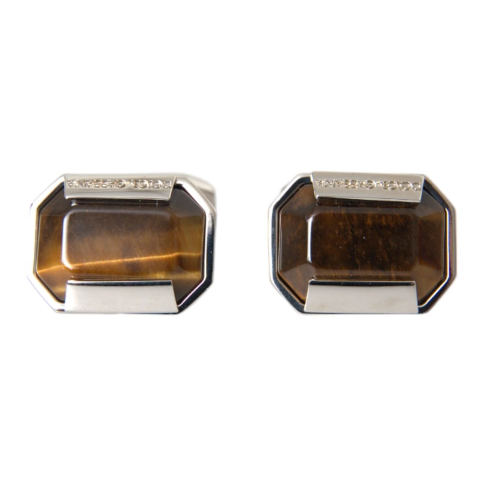 Dolce & Gabbana Kristallen Manchetknopen Zilver Oranje Logo Gray Unisex