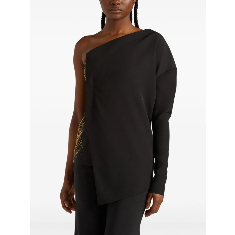 Genny Zwarte Strass Ring Top Black Dames