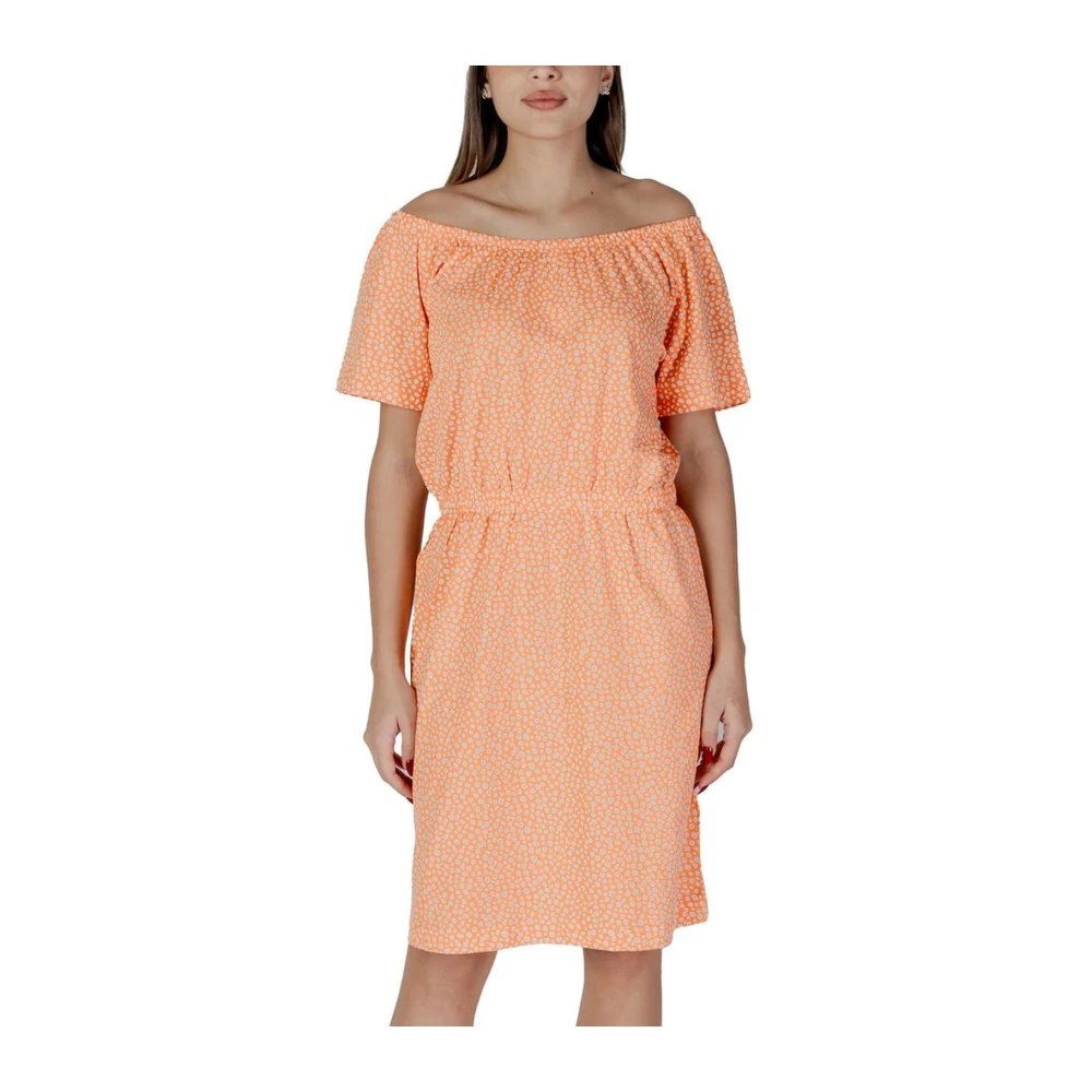 B.young Women's Orange Short Dresses, M, Cotton Blend Dress For