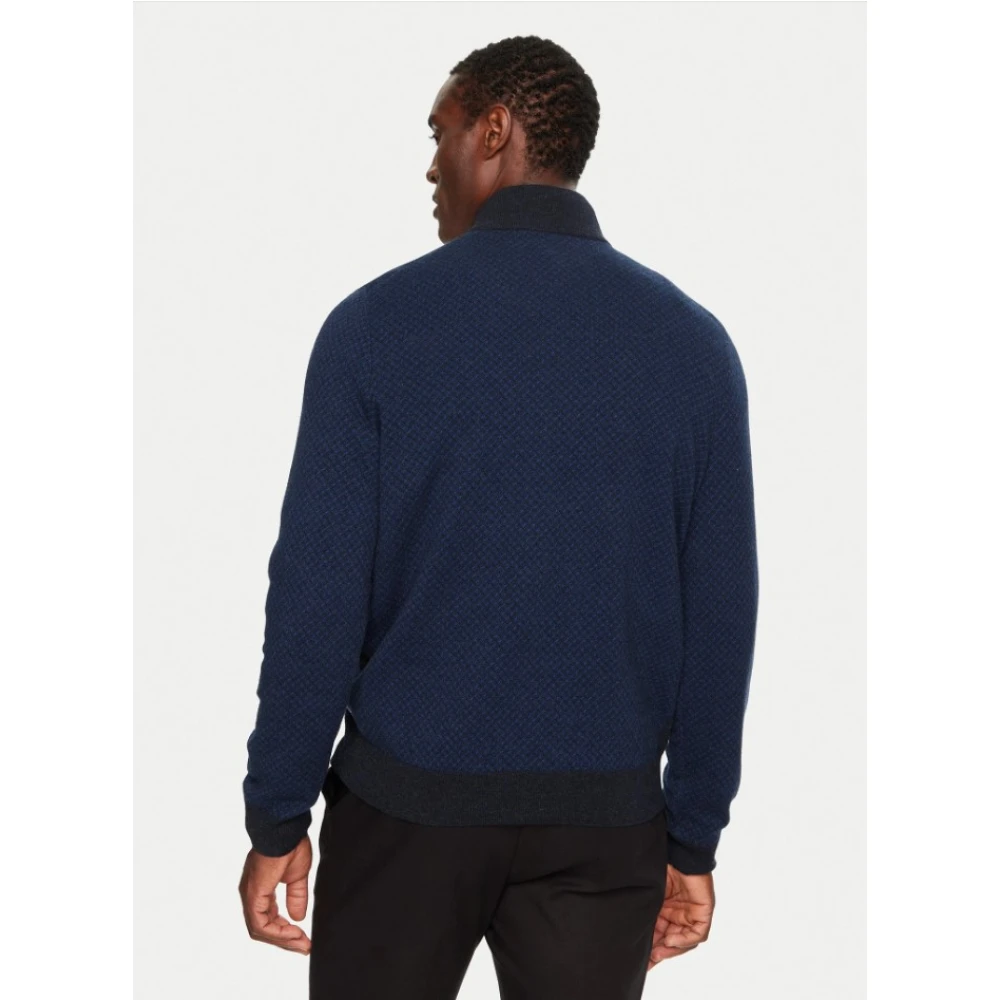 Hugo Boss Sweater met Geometrisch Patroon en Ritssluiting Blue Heren