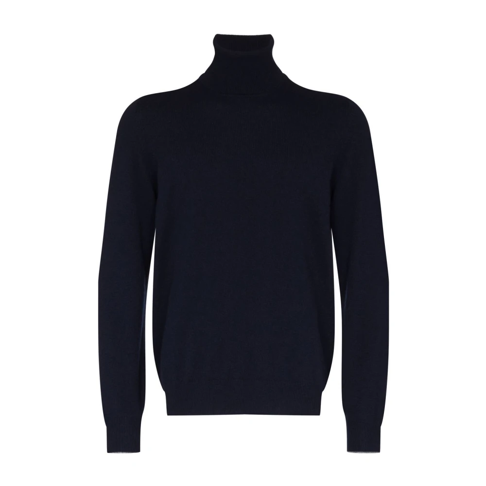 Brunello Cucinelli Blue Navy Cashmere Turtleneck Jumper - Male - Cashmere Knitwear - Xl - Knitwear