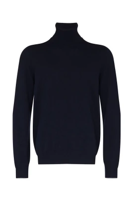Navy Blue Cashmere Turtleneck Sweater