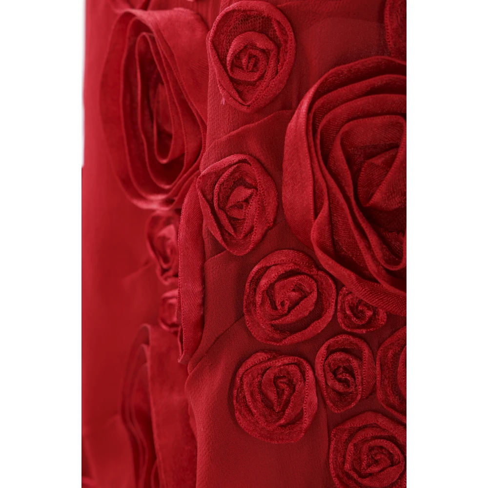 Blumarine Rode Georgette 3D Rozen Geborduurde Jurk Red Dames