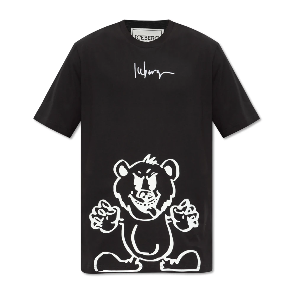 Iceberg T-shirt met korte mouwen met logo en print Black Heren